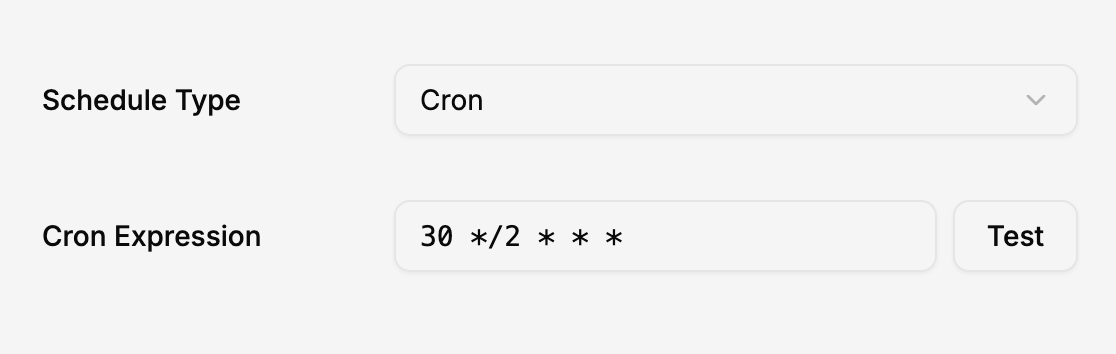 Cron schedule screenshot