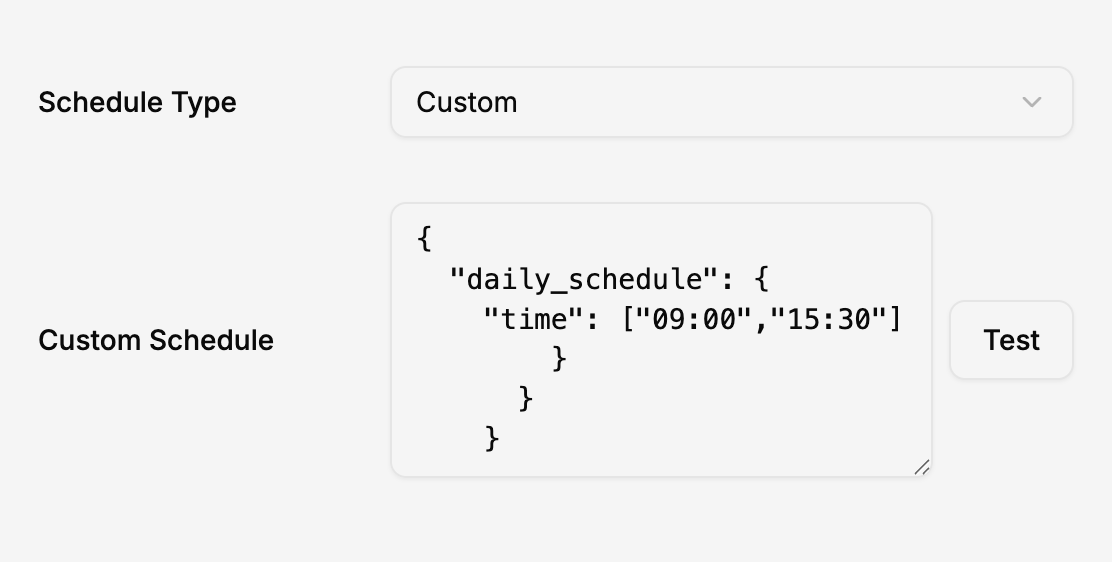 Custom schedule screenshot
