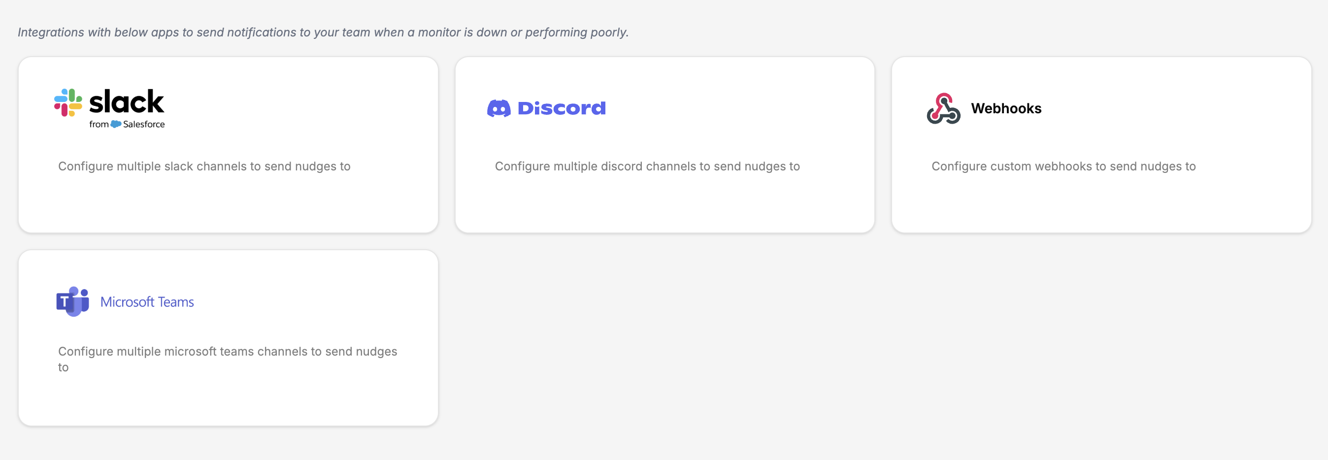 Integrations list screenshot