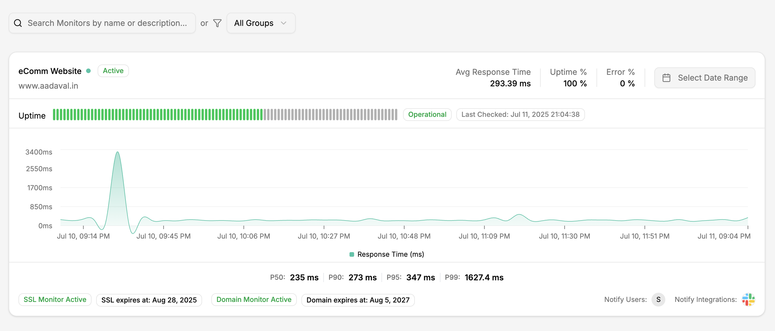 Live monitoring screenshot